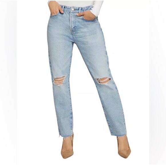 NWT Good American Good Waist Distressed Light Blue‎ Jeans ( 10/30 ) - Picture 1 of 6